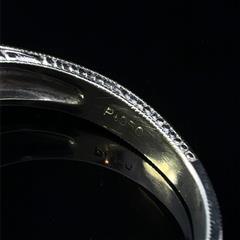 PT950 PLATINUM DIAMOND & GOLD CITRINE RING W/MILGRAIN DETAIL BAND 5